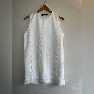 Zara Basic Textured White Shift Dress | Minimalist Wardrobe Essential | Size L